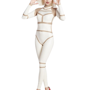 Women's High Waist Long Sleeve Bandage <b>Jumpsuit</b> Full Length Bodycon Fit Spandex Nylon Clubwear Tummy Control Shapewear - Product Image 3