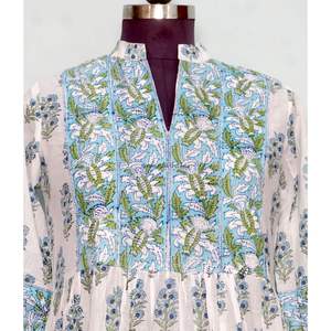 Vestidos Casuales de Talla Grande para Mujer, Nueva Moda, Estampado, Mangas Largas Abullonadas con Cuello Alto, Decoración de Encaje para Primavera y Otoño - Product Image 2