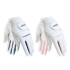 Premium Unisex <b>White</b> Pink Golf Gloves Custom Logo Cabretta Leather Breathable Magnetic Ball <b>Marker</b> OEM Non-Slip Pull Sports - Product Image 6