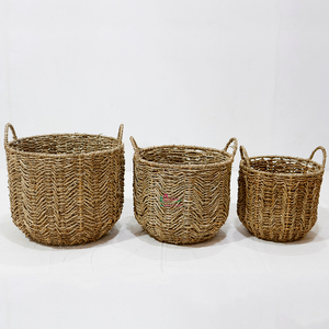 Wholesale Eco Friendly Natural <b>Seagrass</b> Storage <b>Basket</b> Set <b>Laundry</b> <b>Laundry</b> Handles - Product Image 4