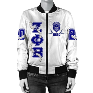 Zeta Phi Beta Satin Varsity Womens <b>Jacket</b> <b>Jacket</b> for <b>Men</b> Blue <b>White</b> Sorority Greek Apparel ZPB 1920 Embroidered Premium - Product Image 1