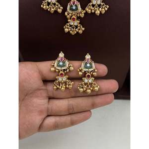 Indian Ethnic Bridal <b>Gold</b> Plated Rani Chorski Premium Necklace & Earring <b>Set</b> - Product Image 3