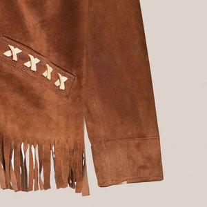 <b>Men's</b> Vintage <b>Suede</b> Leather <b>Jacket</b> With Fringe And Embroidery Turn-down Collar Autumn Winter Style - Product Image 6