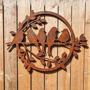 Letrero Metálico de Pájaros en Rama, Arte Metálico Rústico, Decoración de Jardín para Exteriores Resistente al Agua y a la Intemperie con Acabado con Recubrimiento en Polvo - Product Image 6