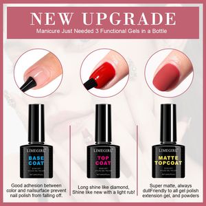 Limegirl All-Season Semi-Permanent Gel Nail Polish Set Includes Base & Matte Top Coat <b>Makeup</b> <b>Tools</b> & Nail Care Too - Product Image 6