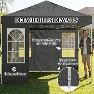 Tettoia Antipioggia e Riparo per Auto Grigio Scuro per Campeggio, Design Portatile da Gazebo - Product Image 2