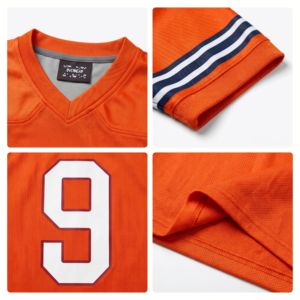 เสื้อเจอร์ซีย์อเมริกันฟุตบอลสีส้มสำหรับผู้ชาย คอวี แขนสั้น เบอร์ 9 พิมพ์ลายด้วยเทคนิคสกรีน ระบายเหงื่อได้ดี ทรงปกติ สำหรับผู้ใหญ่ - Product Image 6