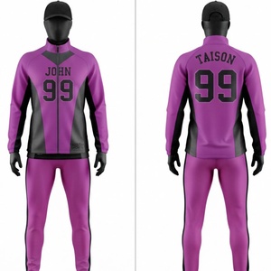 Combinaison d'entraînement de football américain unisexe, polyester/nylon premium 300g, coupe-vent, imperméable, à capuche, violet, noir, personnalisable avec nom - Product Image 1