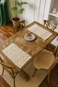 White Macrame Placemats Handmade Boho Table <b>Mats</b> for Dining Table Kitchen Decor Coffee Table Styling and Gift Use From India - Product Image 6