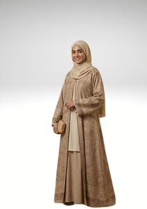 Abaya Modesta para Mujer, Larga hasta el Suelo, con Patrón Geométrico, Manga Larga, Diseño Bordado en Algodón, para Uso Diario, Estilo de Medio Oriente - Product Image 5