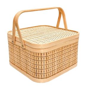 PHU HAO Best Selling Eco-Friendly Bamboo <b>Square</b> Gift <b>Basket</b> Handles Multi-Purpose Custom Colors Available Multifunction Storage - Product Image 1