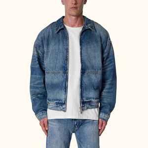 Men Women Button <b>Denim</b> <b>Jacket</b> Lapel Collar Classic Fit Distressed Acid Wash Fashion Wholesale New Arrival - Product Image 4