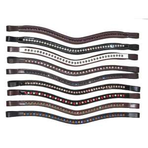 FAB International - Diadema para Caballo con Diseño de Diamantes Curvos, Cómoda y Duradera, Hecha con Cuero Indio Genuino para Doma Clásica - Product Image 1