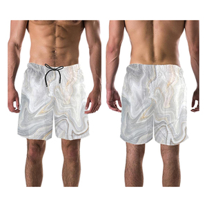 Short de bain pour homme à séchage rapide, motif marbré gris et or personnalisé - Short de plage de luxe avec cordon élastique et doublure - Product Image 3