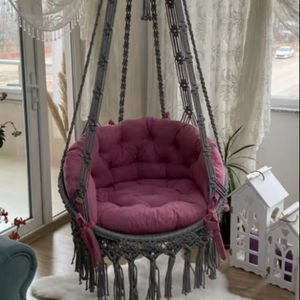 Decoración de patio en macramé, columpio para exteriores, columpio de diseño, columpio gris, columpio hecho a mano, gris - Product Image 1