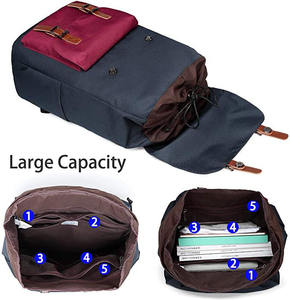 Mochila escolar de lona estilo retro con cordón y cierre magnético, correas de hombro acolchadas en forma de S, mochila para estudiantes - Product Image 4