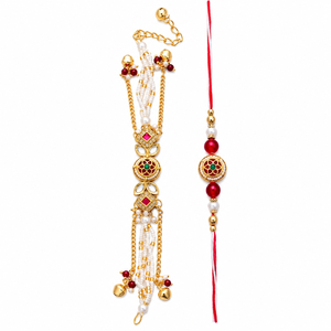 Par de Pulseras Rakhi de Diseño para Bhai y Bhabhi, Hechas a Mano, Tradicionales, para la Fiesta de Raksha Bandhan, Set de Regalo Festivo - Product Image 1