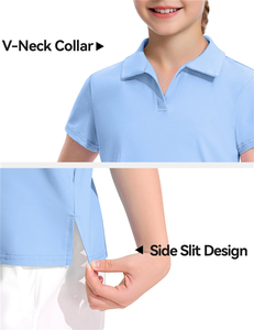 Girls <b>White</b> Short Sleeve Quick Dry T Shirt <b>Tops</b> School Uniform Children Nylon Spandex Golf Tennis <b>Polo</b> Shirts - Product Image 3