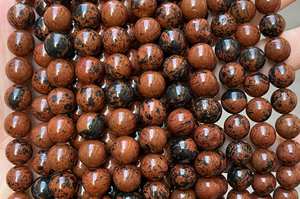 Perles en pierre d'obsidienne acajou, pierres précieuses rondes naturelles, brin de perles en vrac pour la fabrication de bijoux et les loisirs créatifs - Product Image 5