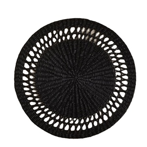 New Arrival Eco Friendly Seagrass <b>Placemat</b> Round Black Handmade Wicker <b>Dining</b> <b>Table</b> Decor Natural Fiber For Wholesale Bulk Buyer - Product Image 1