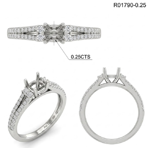 Hong Kong Custom 18K White Gold Solitaire Wedding Semi Mount Engagement Ring Real Diamond Fine Jewellery Party Anniversary - Product Image 6