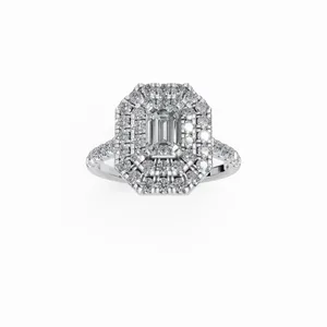 แหวนเพชรทรงกลมเจียระไนแบบ Solitaire เพชรเลี้ยงในห้องปฏิบัติการ ความใส VVS ได้รับการรับรองจาก IGI ตัวเรือนทองคำขาว 18K สำหรับผู้หญิง หรูหรา เหมาะสำหรับงานหมั้นและงานแต่งงาน ขายส่ง - Product Image 1