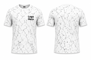 Men's White Geometric Pattern Short Sleeve T-<b>Shirt</b> O-Neck Regular Fit Casual Breathable Digital Print Knitted <b>Polyester</b> - Product Image 2