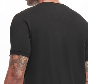 T-shirt en coton surdimensionné pour homme, broderie personnalisée, col rond rayé, décontracté, été, mode écologique, vêtements en gros - Product Image 5