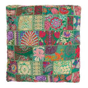 Housse de coussin carrée en coton patchwork, housse de pouf ottoman faite à la main, décoration de siège au sol pour salon - Product Image 4