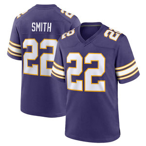 Maillot de football américain violet avec le numéro 22, col en V, manches courtes, évacuation de l'humidité, coupe classique pour homme, vêtements d'équipe - Product Image 3