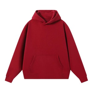 เสื้อฮู้ดสีแดงล้วนคุณภาพสูงสำหรับผู้ชาย ปี 2026 แขนยาว สวมใส่สบาย มีกระเป๋าจิงโจ้ รับผลิตแบบ OEM พร้อมติดฉลากส่วนตัว - Product Image 1