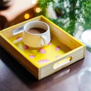 Plateau de rangement rectangulaire en bois avec motif floral, style moderne et luxueux, facile à nettoyer, pour la cuisine et le salon, outils inclus - Product Image 6