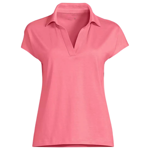 Chemises décontractées pour femmes, grande taille, col en V, manches courtes, coupe ample, OEM, vente en gros, polyester/coton - Product Image 1