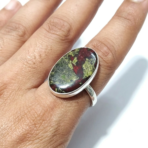KGN SILVER JEWELLERY HOUSE Bague en pierre précieuse naturelle Jaspe Sang de Dragon, Argent Sterling 925 massif, Faite à la main, Certifiée par un tiers - Product Image 2