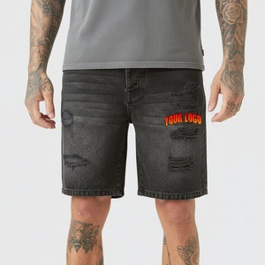 Shorts Bermuda en Denim Foncé pour Hommes, Taille Moyenne avec Poches, Style Casual, Tissu en Coton - Product Image 1
