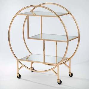 Chariot d'hôtel en métal durable de qualité supérieure avec 3 étagères et 4 roulettes pivotantes, mobilier commercial multifonctionnel - Product Image 3