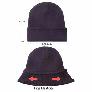 Bonnet en tricot bouclé - Construction sans couture, ajustement extensible - Réversible, bicolore, thermique, pour l'hiver - Product Image 4