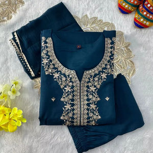 All Season Special Roman Silk with Beautiful Embroidery S TO 3XL Size Tailor Maid <b>Three</b> Piece Salwar Suit / Kurta Set From SIE - Product Image 1