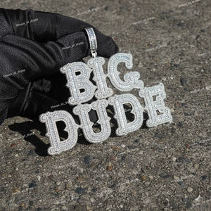 Colgante personalizado con letras incrustadas de diamantes de moissanita en plata de ley 925, estilo hip hop, joyería llamativa. - Product Image 2