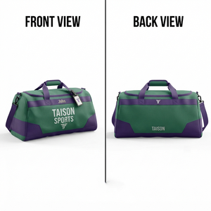 Bolsa Deportiva TAISON SPORTS Premium 600D PU 350 GSM para Flag Football, 30-40L, Azul con Paneles Blancos, Resistente, con Impresión de Logotipo Personalizado - Product Image 1