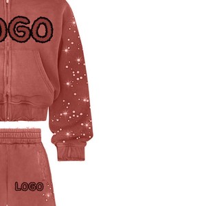 Ensemble de survêtement imperméable à capuche rouge pour garçons, avec logo imprimé pailleté, manches longues, coupe classique, vêtements d'hiver décontractés, 100% coton, cordon de serrage 2 - Product Image 4