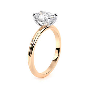 Anillo de Compromiso con Halo Oculto de Diamante Cultivado en Laboratorio, Corte Ovalado, 2.10 CTW, Oro Sólido de 14K, Chapado en Rodio, Anillo Nupcial de Lujo, Elegante y Fino - Product Image 2
