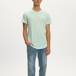 Camiseta de manga corta de algodón de punto grueso con efecto desgastado y lavado a la piedra, estilo urbano, corte regular, personalizada para hombre, verano 2026 - Product Image 1