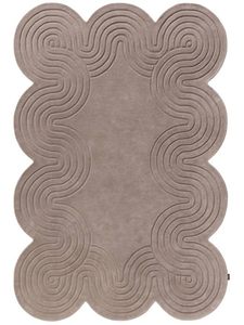 Tapis moderne en laine tuftée à la main avec motifs géométriques et bords courbes, pour salon, décoration intérieure, pique-nique, avec support en latex, cadeau de Nouvel An - Product Image 1