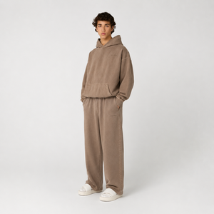 ONETEN APPARELS Conjunto de Sudadera con Capucha Oversize para Hombre, Color Sólido, Ajuste Holgado, Chándal Casual con Bolsillo Canguro y Pantalones de Pierna Ancha 100% Algodón - Product Image 5
