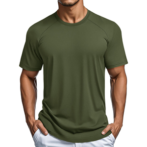T-shirts de course pour hommes à manches raglan de couleur unie, hauts de sport athlétiques respirants en maille pour l'entraînement – Vente en gros - Product Image 3