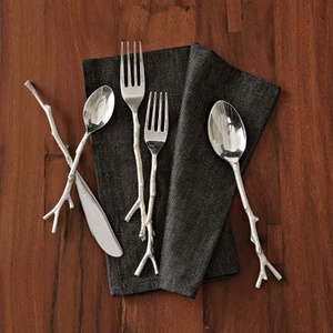 New Look Stainless Steel Silver Flatware Unique Handle Design Luxury Vintage Eco-Friendly <b>Back</b> to School Restaurant Wedding Home - Product Image 2