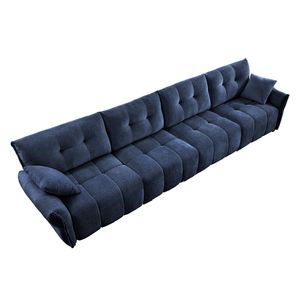 Divano Moderno a 4 Posti in Ciniglia Premium con Struttura in Legno Massello e Cuscini ad Alta Resilienza per Soggiorni, Uffici e Sale Relax - Product Image 6