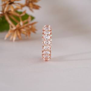 Elegante Anillo de Diamantes de Oro Rosa con Eternidad Completa para Mujer, Regalo de Boda, Compromiso, Aniversario, Joyería Fina de Lujo para Uso Diario - Product Image 2
