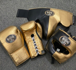 Wholesale No Boxing No Life Mexican Style Real Cowhide Leather Lace-Up Boxing Gloves Nose Bar <b>Head</b> Guard Groin Guard Protector - Product Image 3